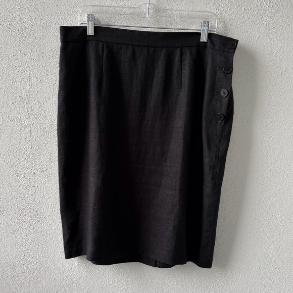 Lauren Ralph Lauren Dresses & Skirts - Lauren Ralph Lauren Black Linen Size 16W Knee Length Straight Skirt Side Buttons